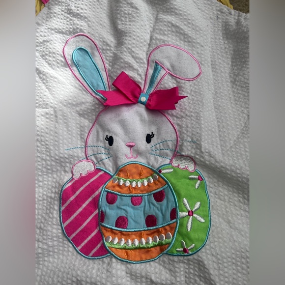 Rare Editions Baby Girls Easter Bunny Applique Top & Striped Leggings Set - Picture 3 of 7